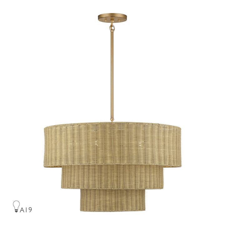6 Light Antique Gold Leaf Large Pendant Chandelier by Livex Lighting
