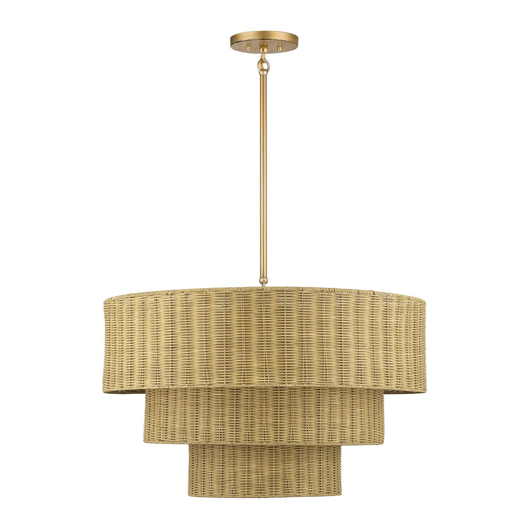 6 Light Antique Gold Leaf Large Pendant Chandelier