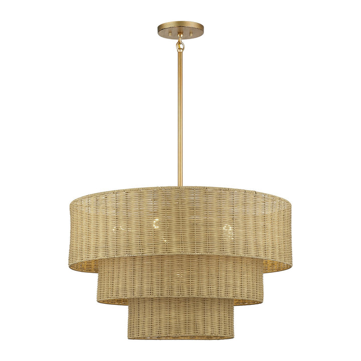 6 Light Antique Gold Leaf Large Pendant Chandelier
