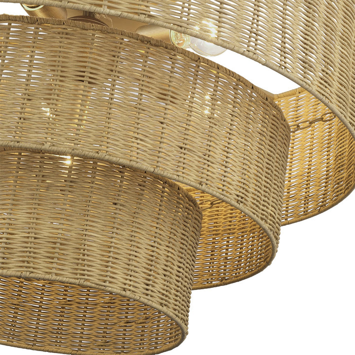 6 Light Antique Gold Leaf Large Pendant Chandelier