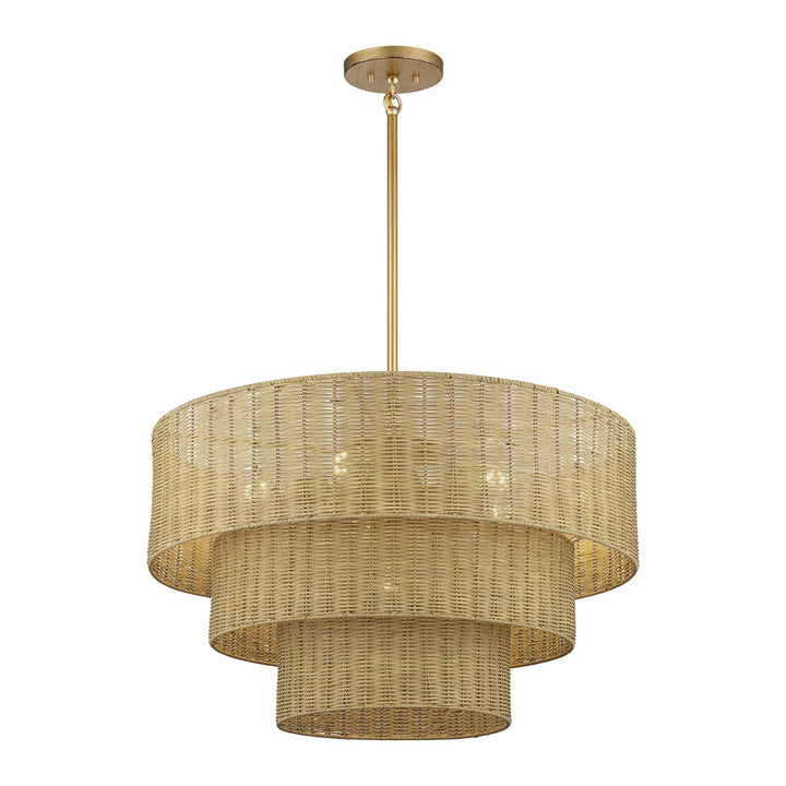 6 Light Antique Gold Leaf Large Pendant Chandelier