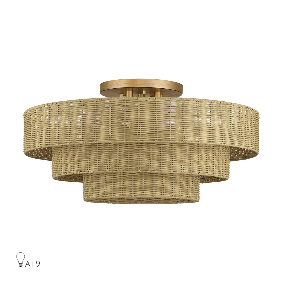 5 Light Antique Gold Leaf Extra Large Semi-Flush by Livex Lighting