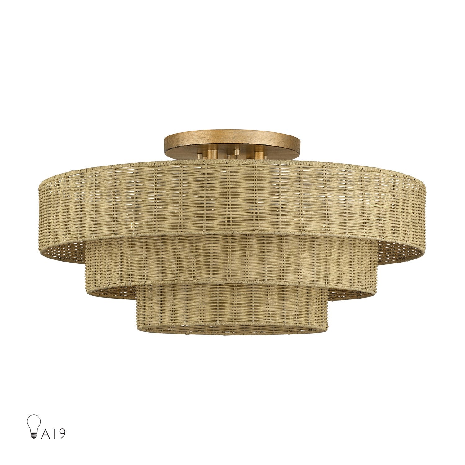 5 Light Antique Gold Leaf Extra Large Semi-Flush by Livex Lighting