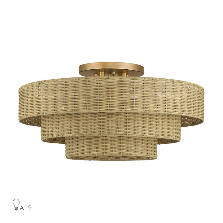 5 Light Antique Gold Leaf Extra Large Semi-Flush by Livex Lighting