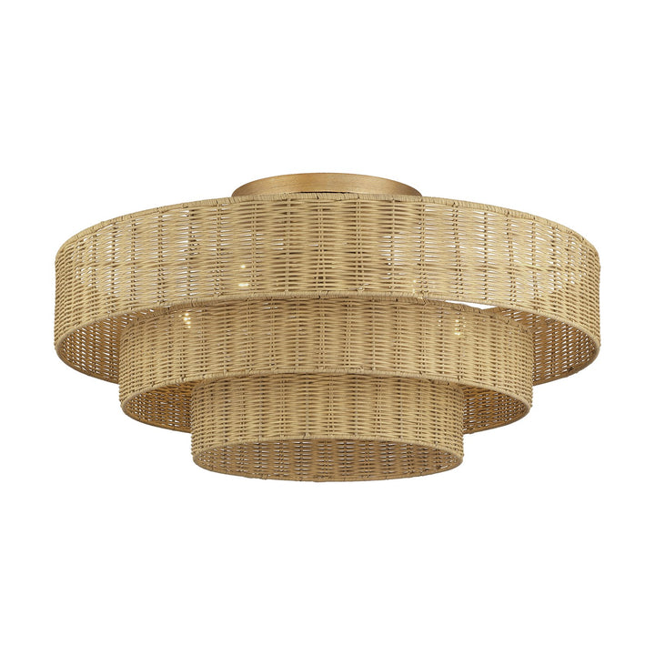 5 Light Antique Gold Leaf Extra Large Semi-Flush