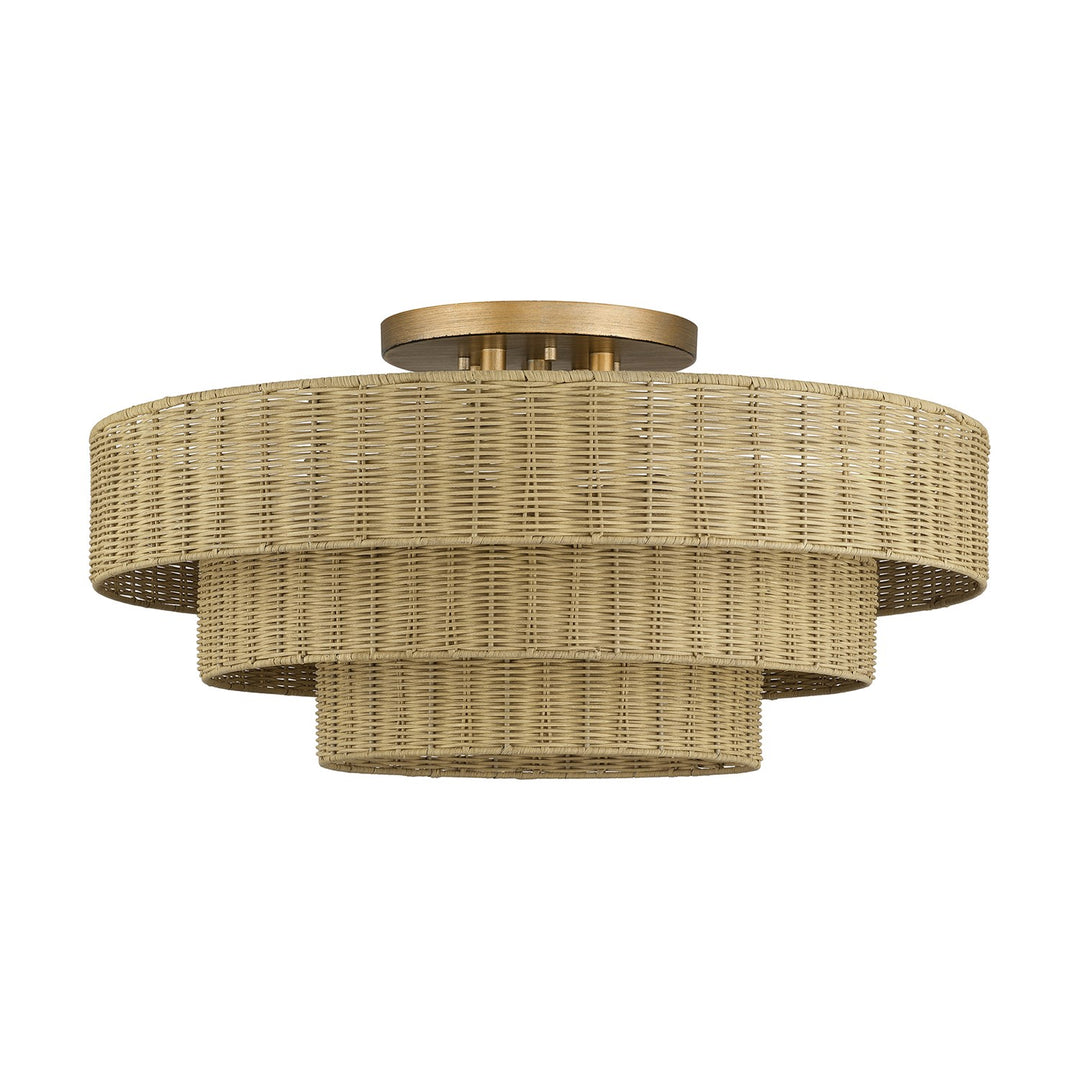 5 Light Antique Gold Leaf Extra Large Semi-Flush