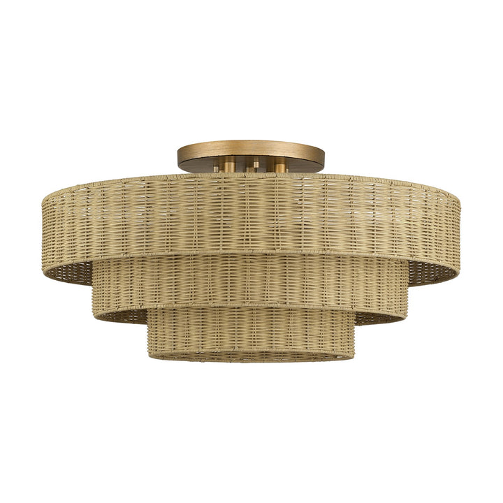5 Light Antique Gold Leaf Extra Large Semi-Flush