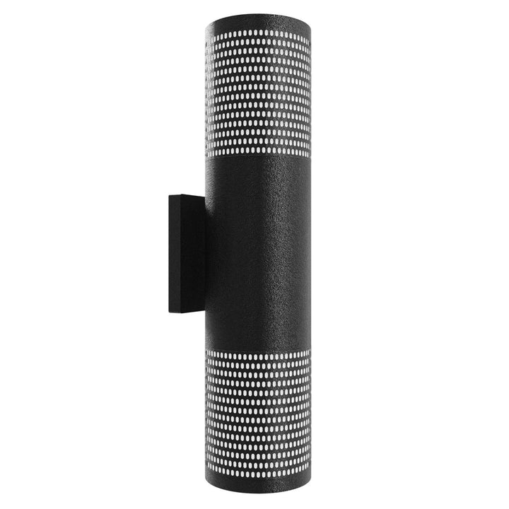 Outdoor 18" Cylindrical Sconce In Black With Perforated Frame