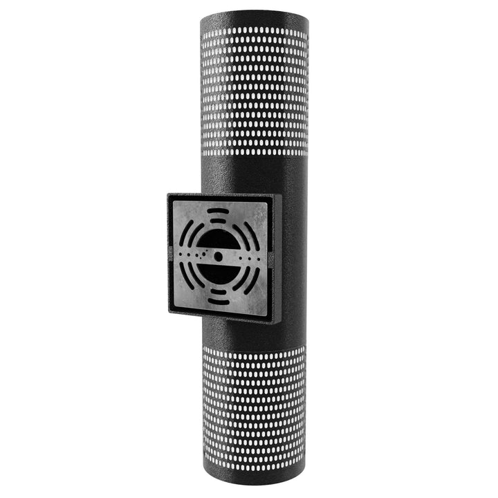 Outdoor 18" Cylindrical Sconce In Black With Perforated Frame