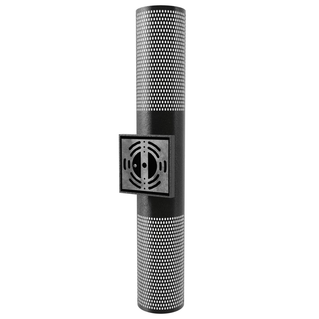 Outdoor 24" Cylindrical Sconce In Black With Perforated Frame
