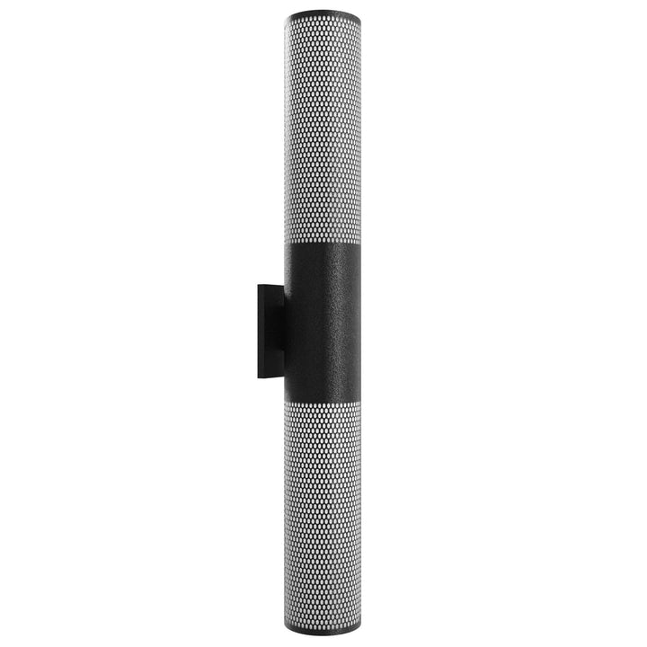 Outdoor 36" Cylindrical Sconce In Black With Perforated Frame by Avenue Lighting