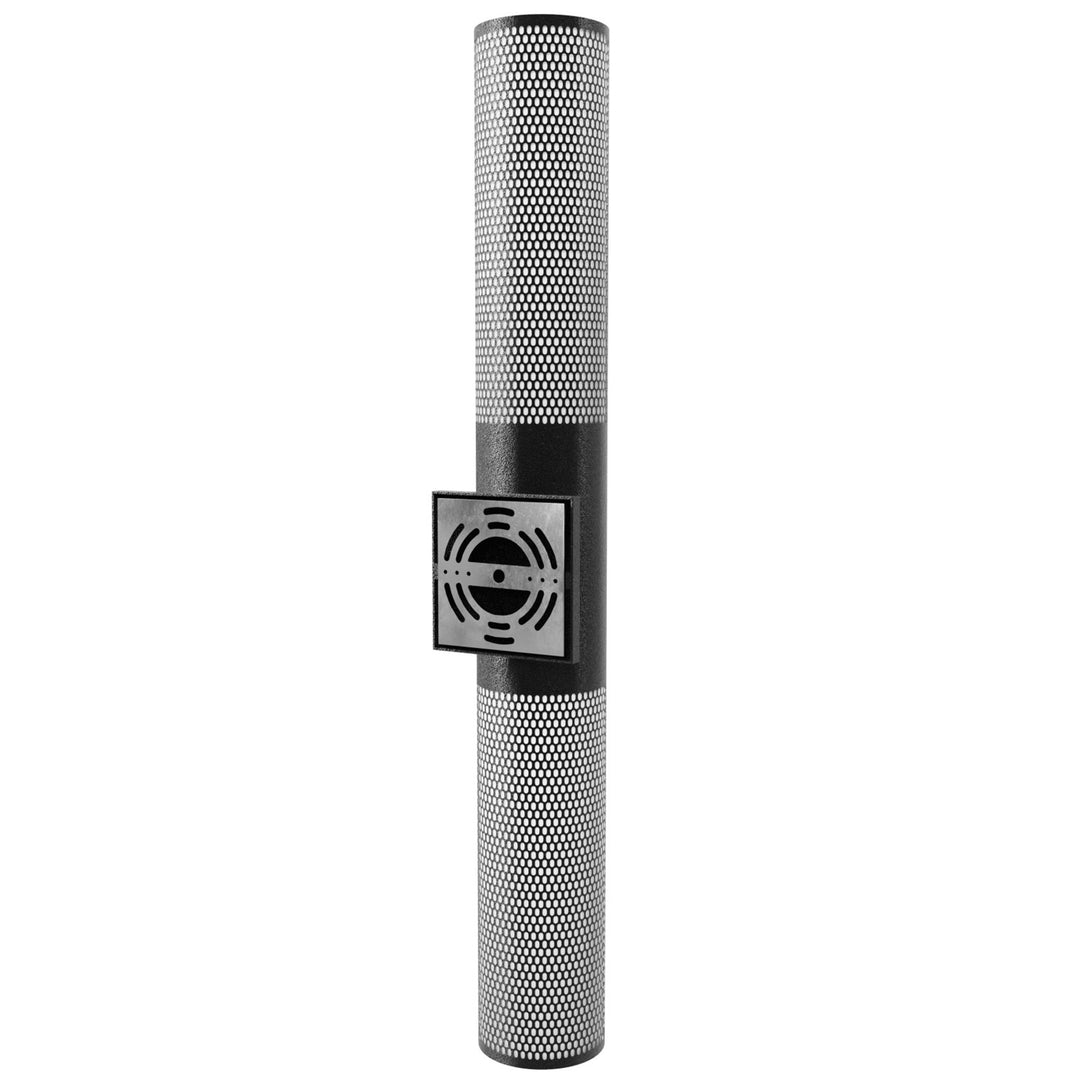 Outdoor 36" Cylindrical Sconce In Black With Perforated Frame