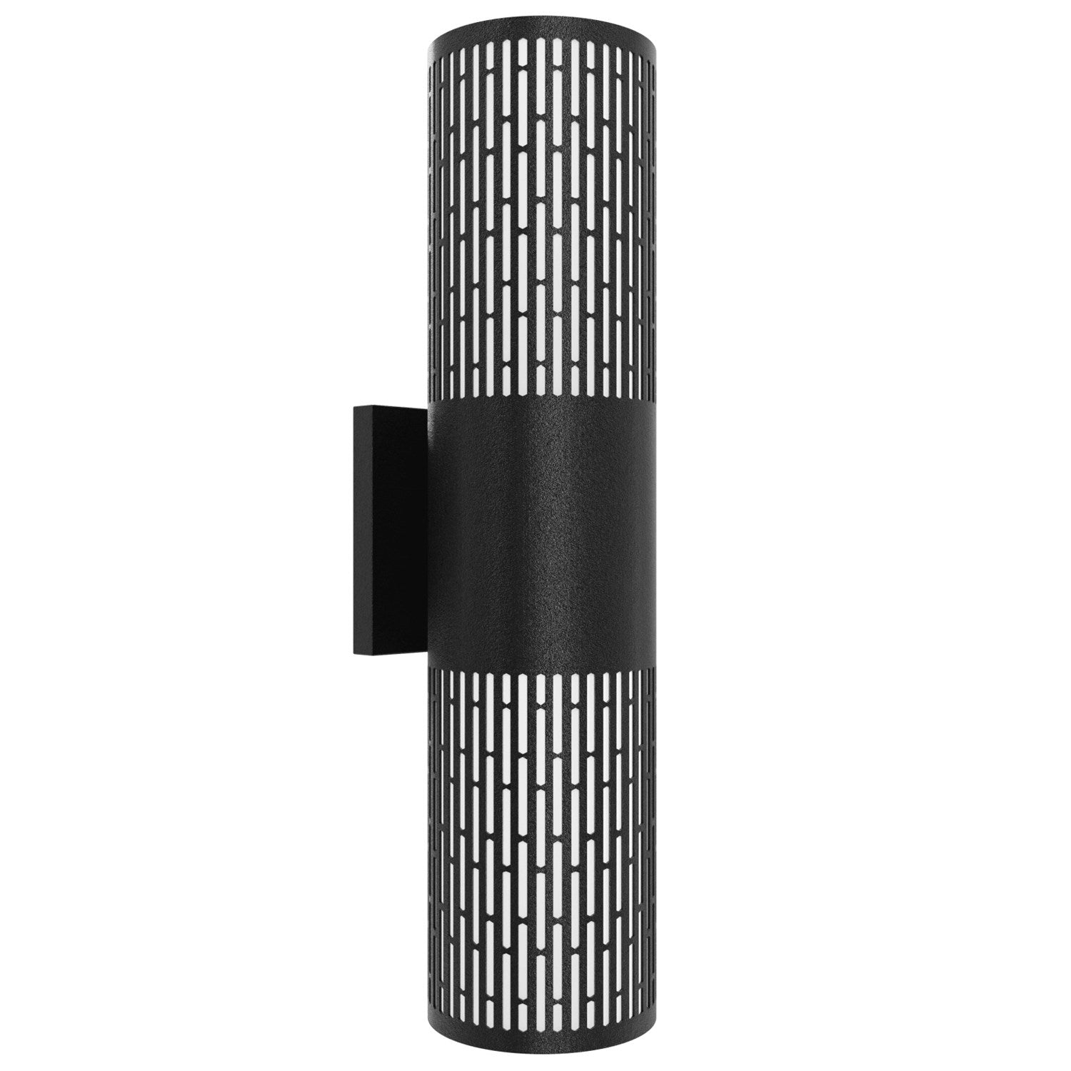 Outdoor 18" Cylindrical Sconce With Perforated Grid Black Frame by Avenue Lighting
