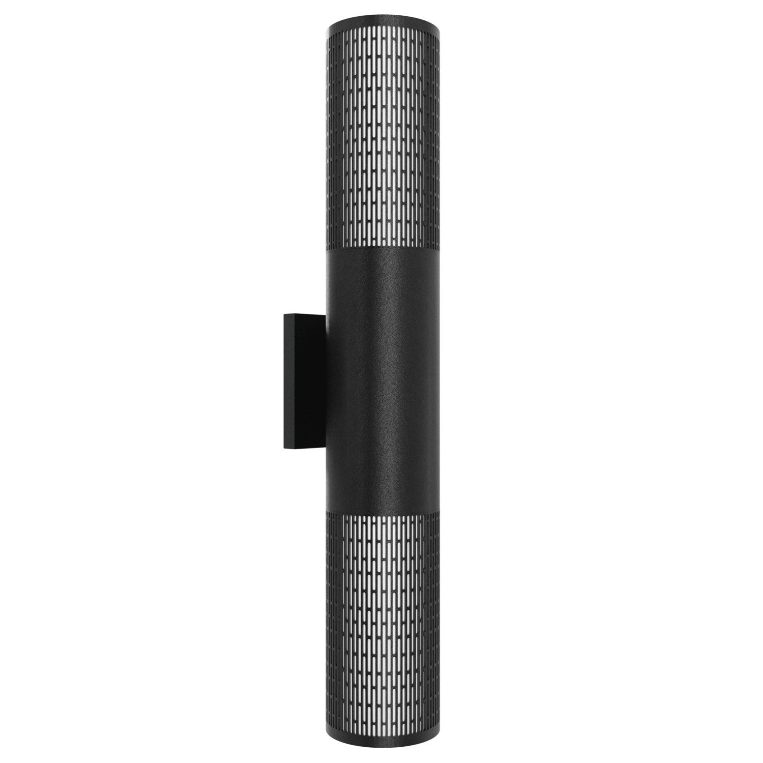 Outdoor 24" Cylindrical Sconce With Perforated Grid Black Frame by Avenue Lighting