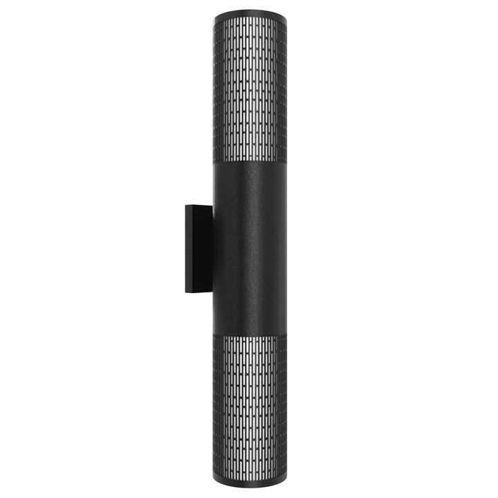 Outdoor 24" Cylindrical Sconce With Perforated Grid Black Frame by Avenue Lighting