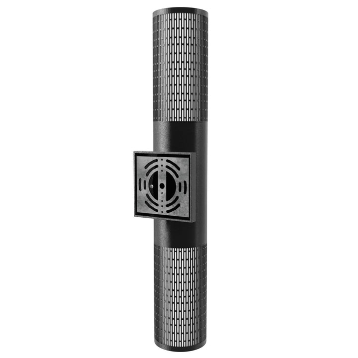 Outdoor 24" Cylindrical Sconce With Perforated Grid Black Frame