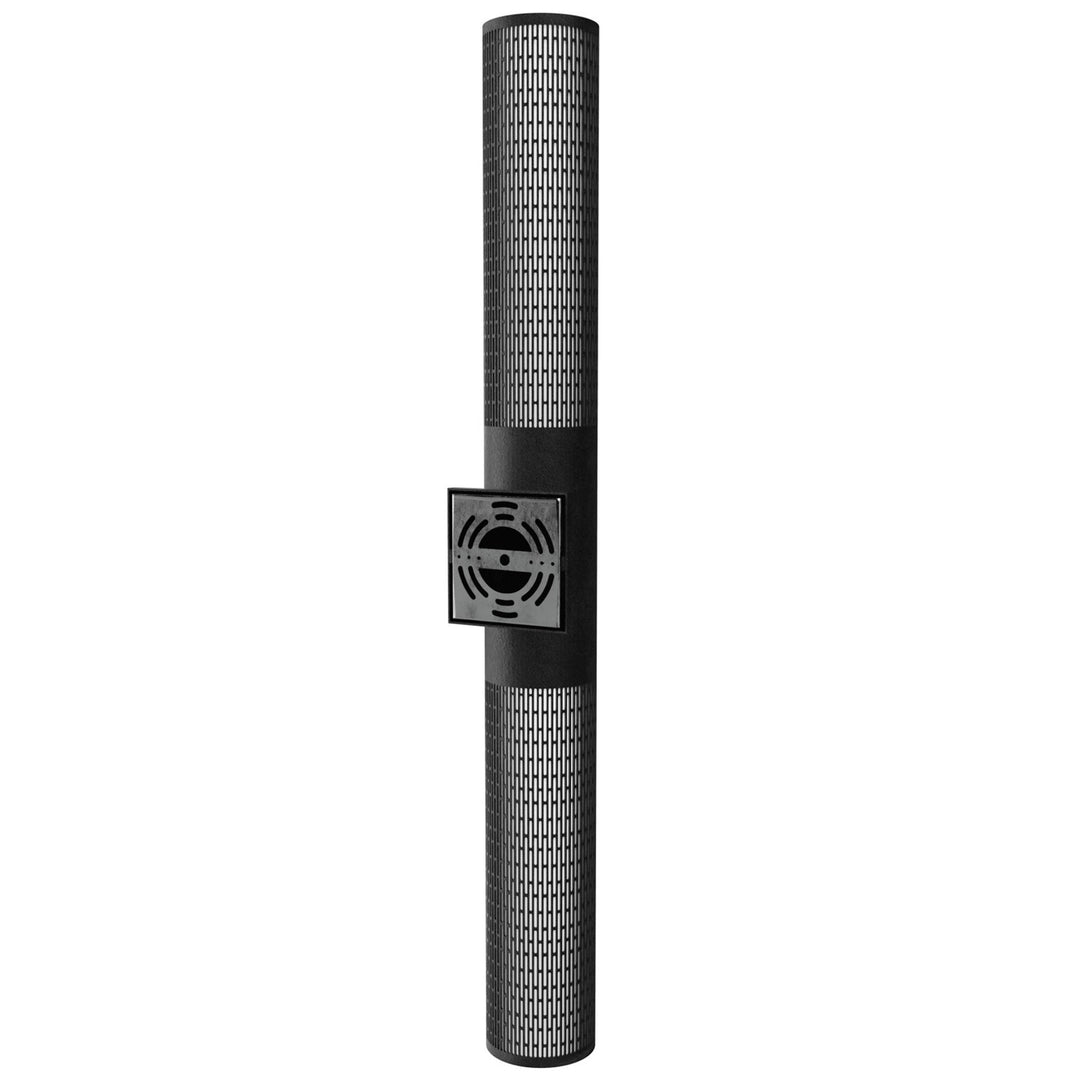 Outdoor 36" Cylindrical Sconce With Perforated Grid Black Frame