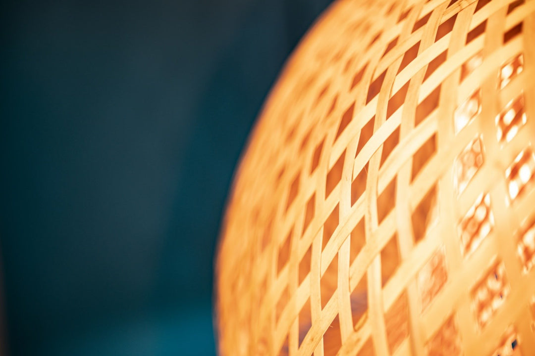 9" Bamboo Wicker Pendant With Black Accents