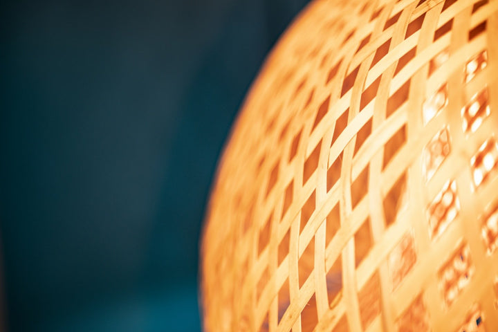 9" Bamboo Wicker Pendant With Black Accents