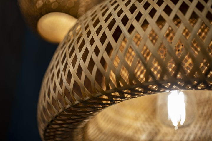 17" Bamboo Wicker Pendant With Black Accents by Avenue Lighting