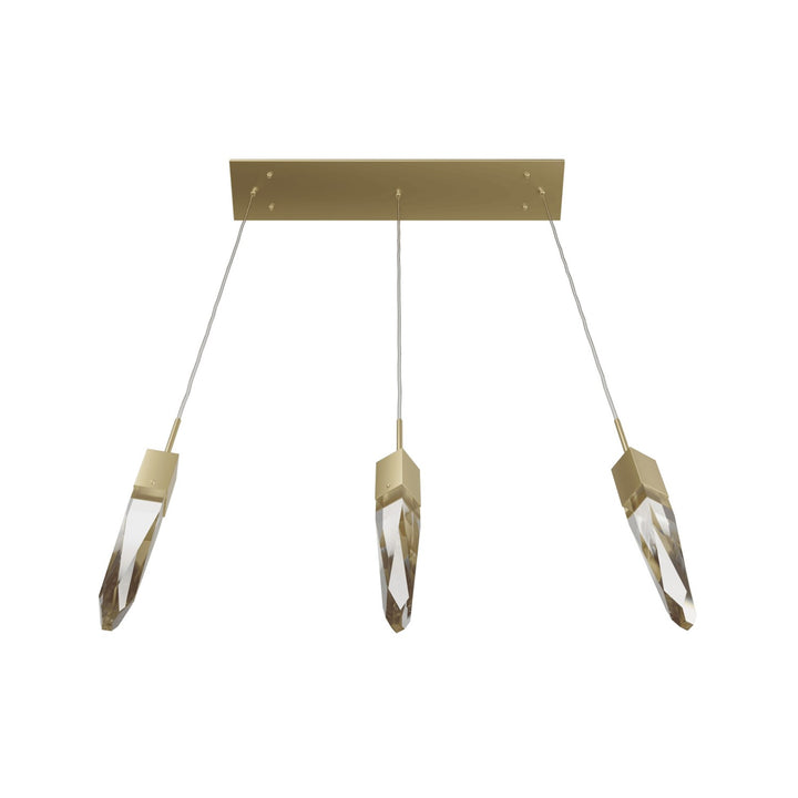 32" Linear Multi Pendant In Brushed Brass And Clear Crystal by Avenue Lighting