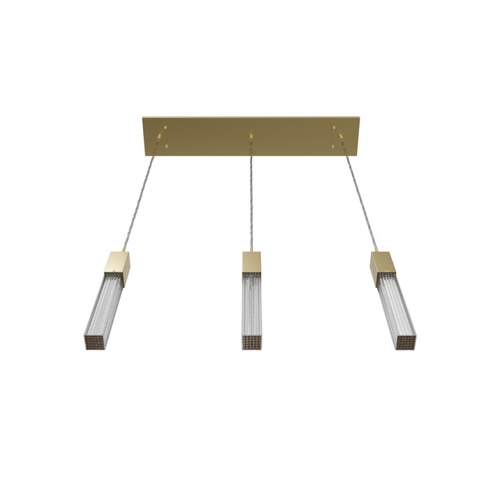 37" Multi Pendant In Brushed Brass With Studded Glass