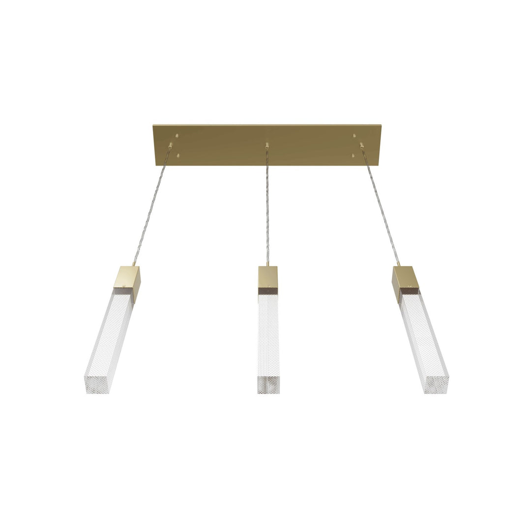 Collection 3 Light Linear Multi Pendant In Brushed Brass