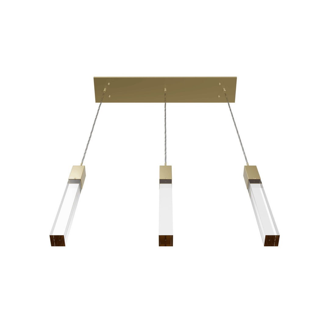Collection 3 Light Linear Multi Pendant In Brushed Brass by Avenue Lighting