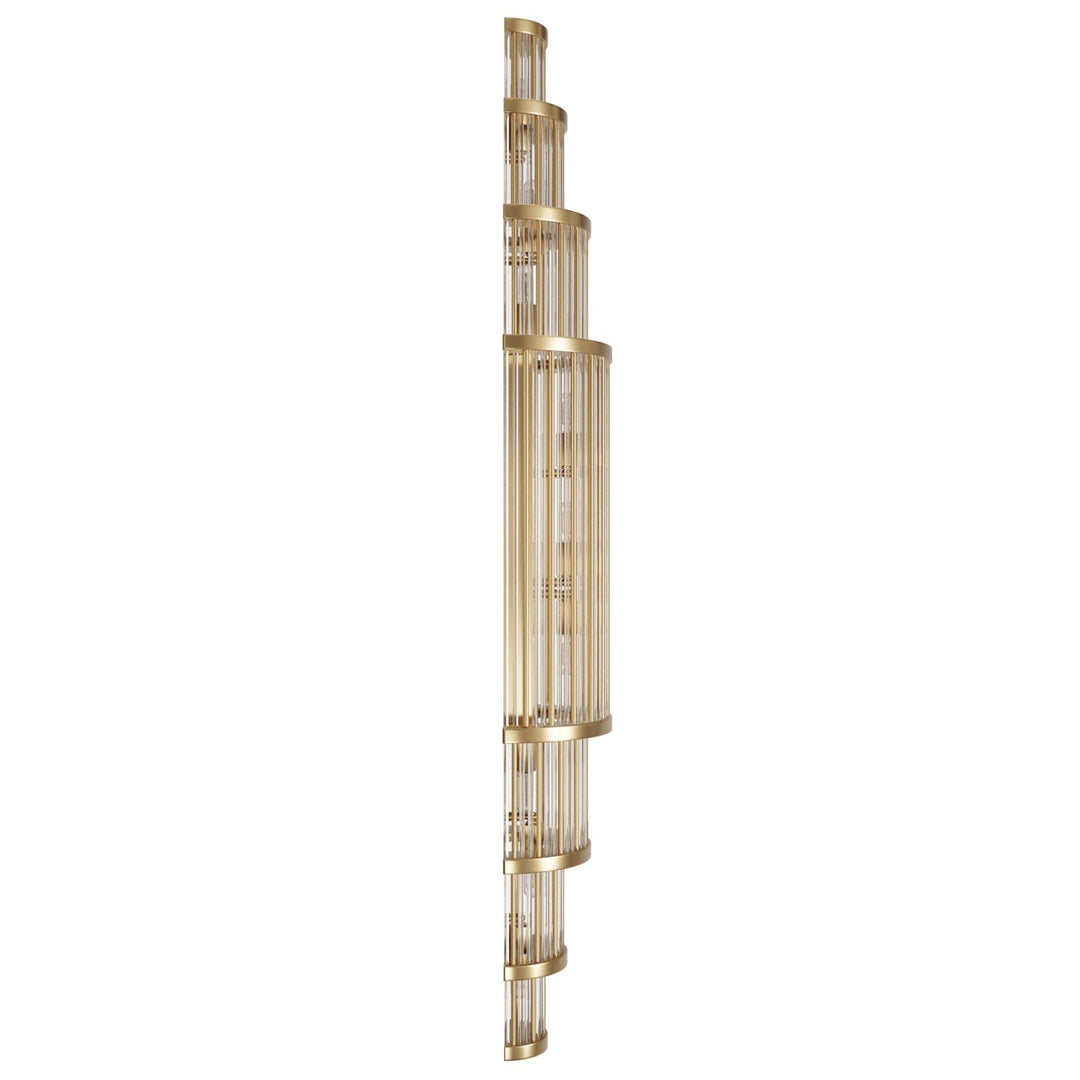 38' Wall Sconce In Aged Brass With Glass Rods