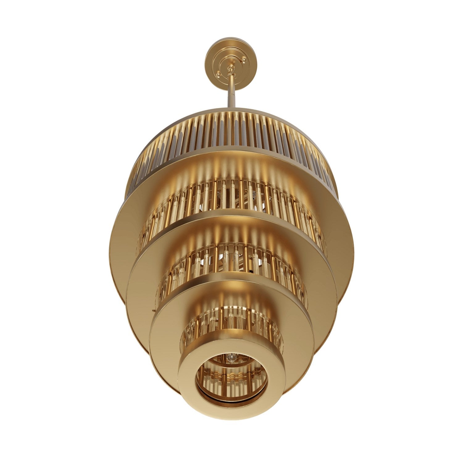 22" Pendant In Aged Brass With Glass Rod Accents