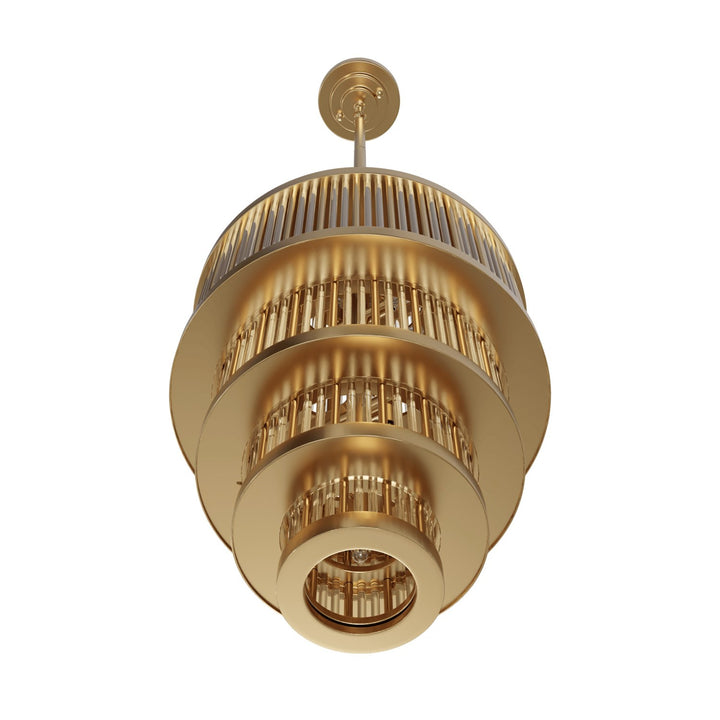 22" Pendant In Aged Brass With Glass Rod Accents