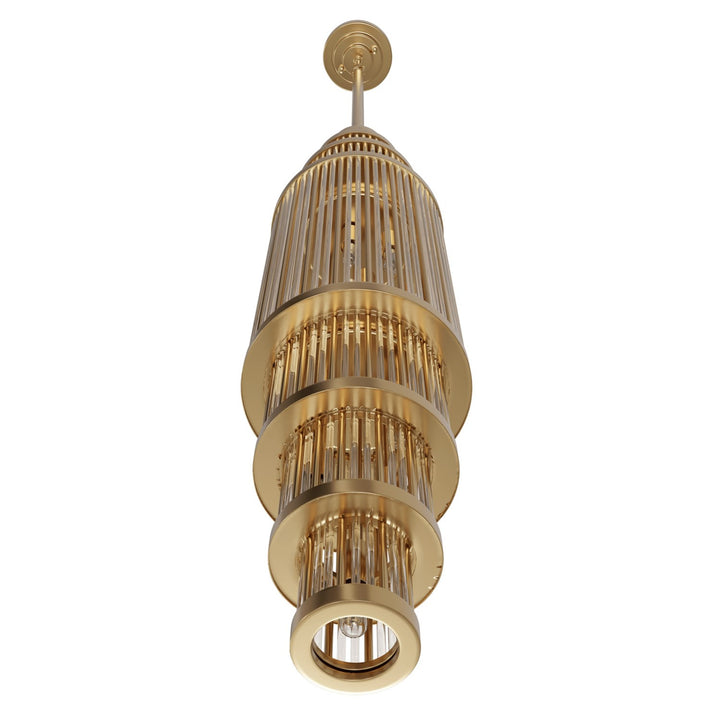 38" Pendant In Aged Brass With Glass Rod Accents by Avenue Lighting