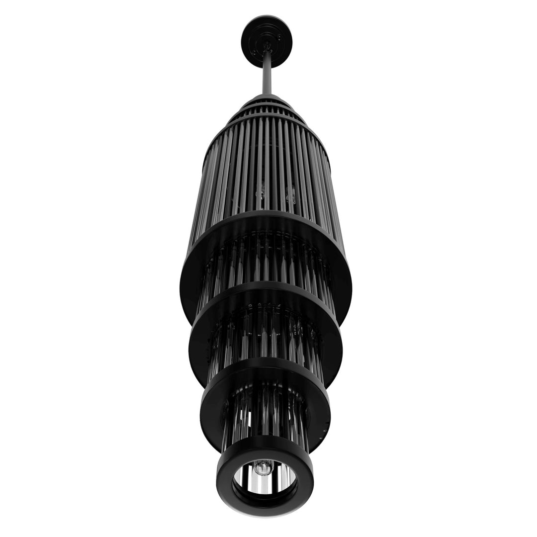 38" Pendant In Polished Gunmetal With Glass Rod Accents