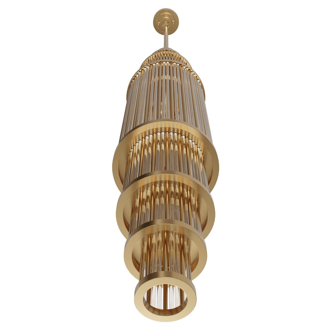 50" Pendant In Aged Brass With Glass Rod Accents by Avenue Lighting