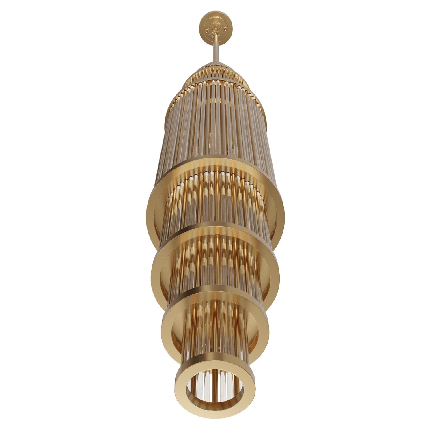 50" Pendant In Aged Brass With Glass Rod Accents by Avenue Lighting