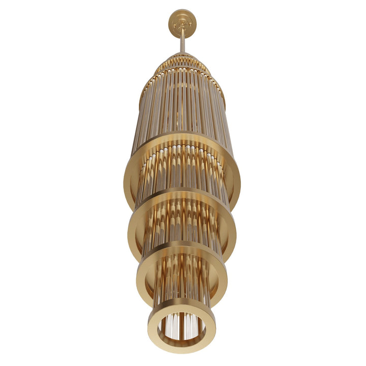 50" Pendant In Aged Brass With Glass Rod Accents