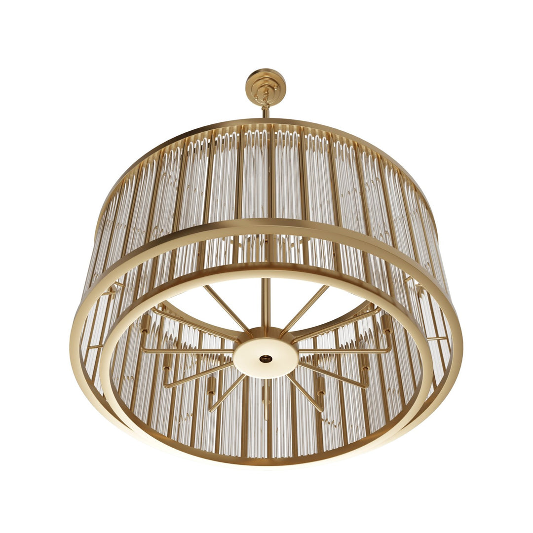 31" Round Chandelier In Aged Brass