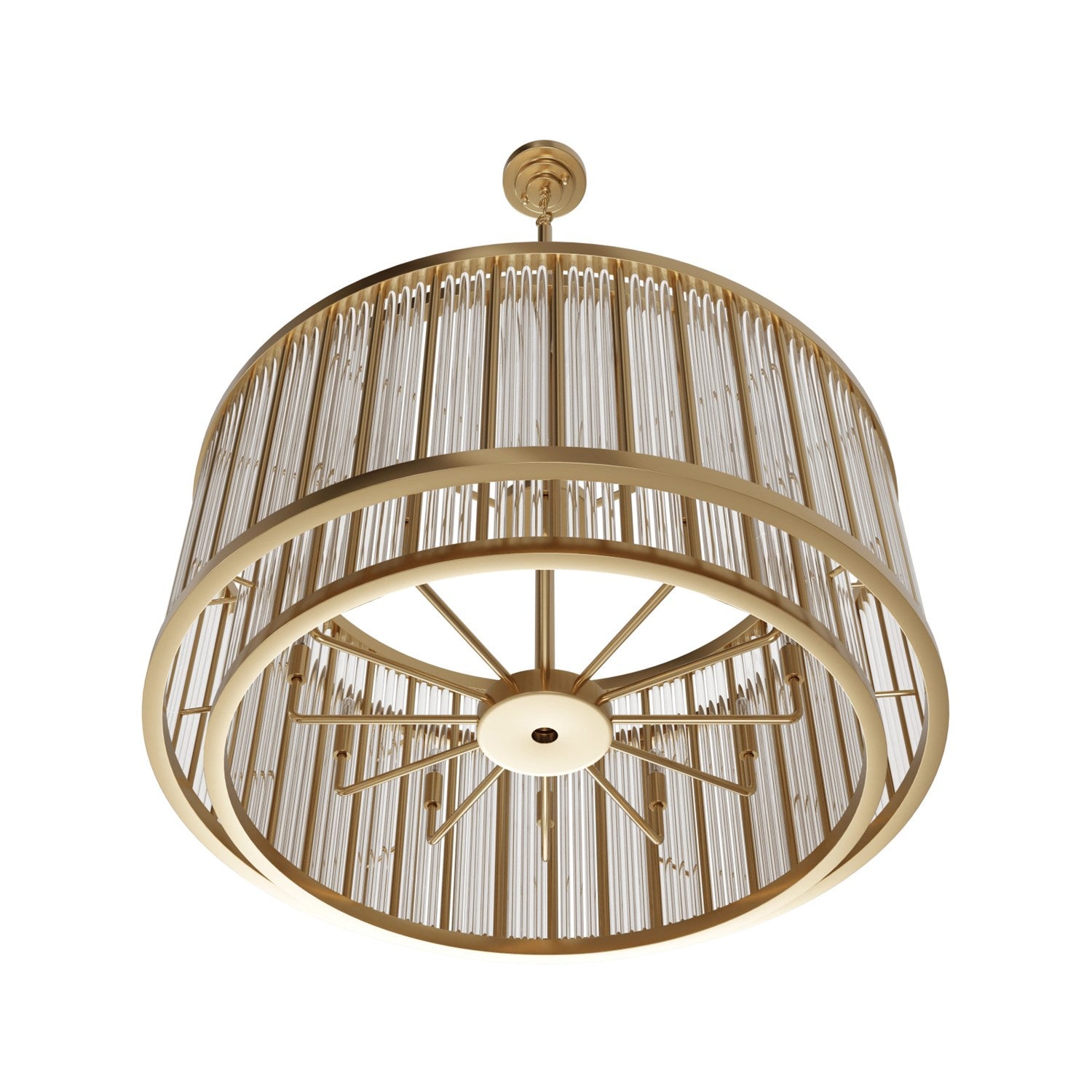 31" Round Chandelier In Aged Brass