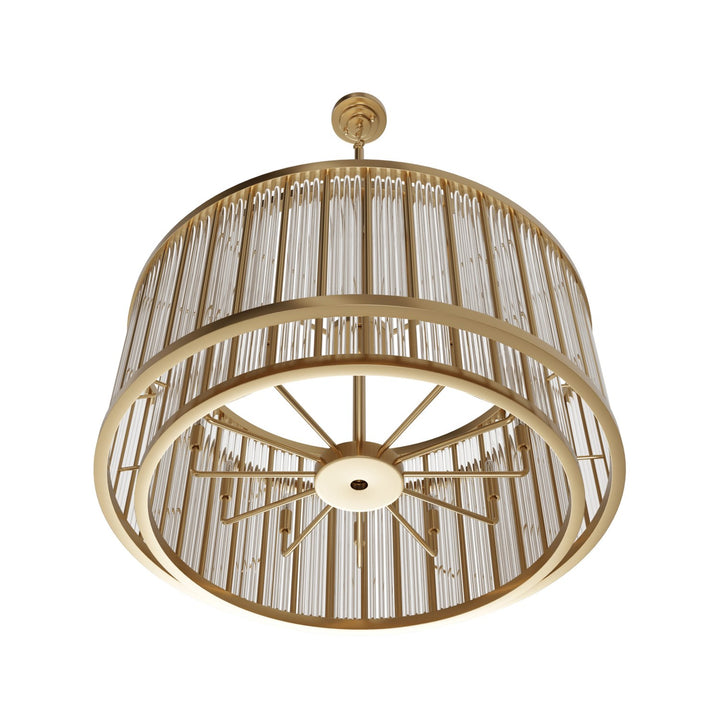 31" Round Chandelier In Aged Brass