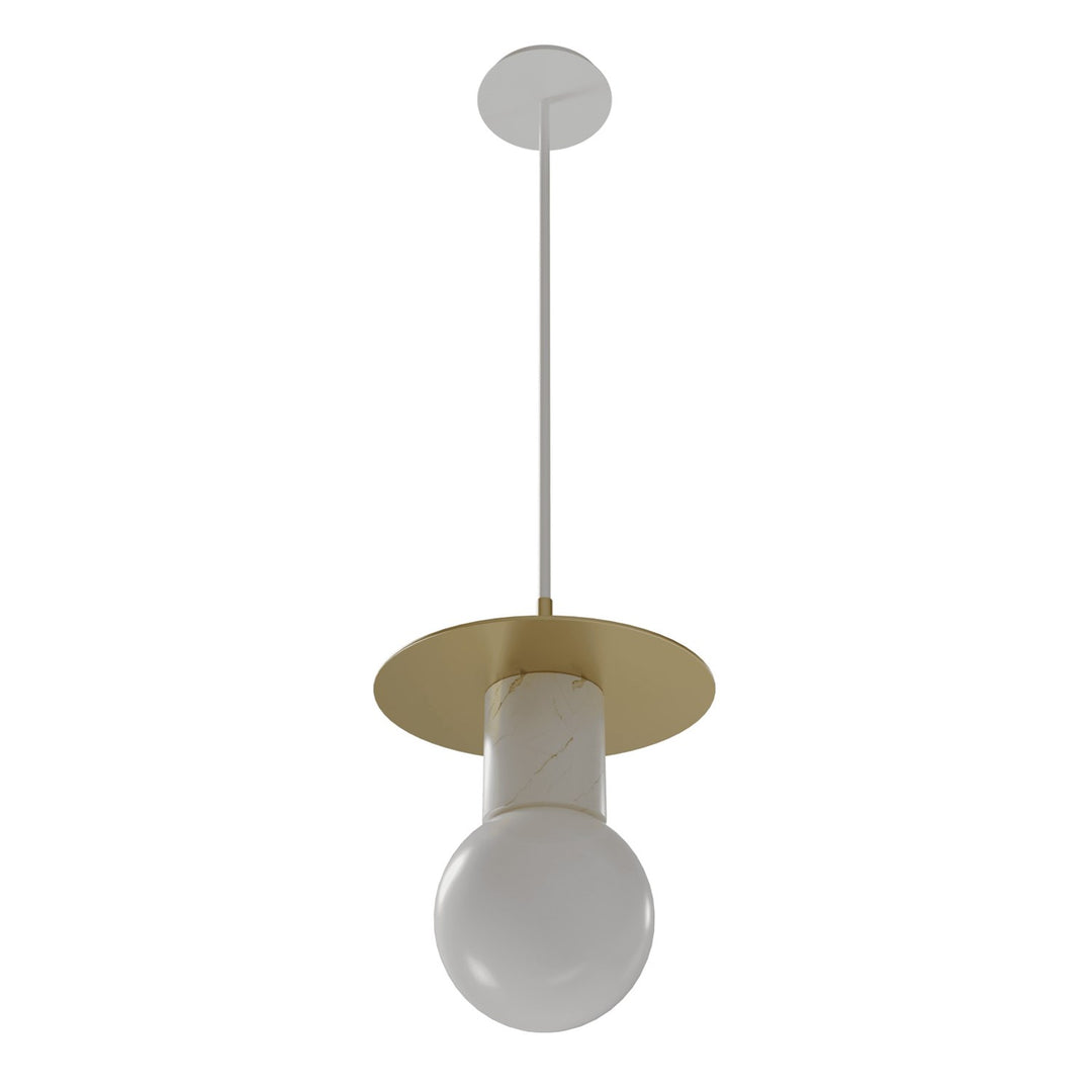 8" Pendant In White With Brushed Brass Accent by Avenue Lighting