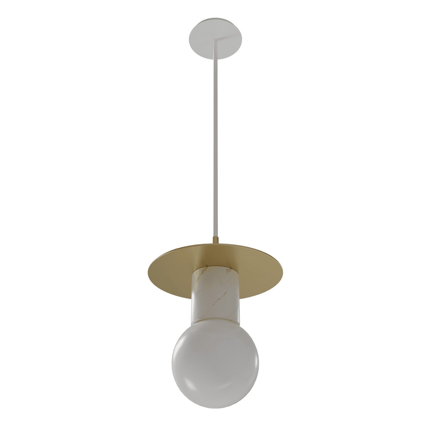 8" Pendant In White With Brushed Brass Accent by Avenue Lighting