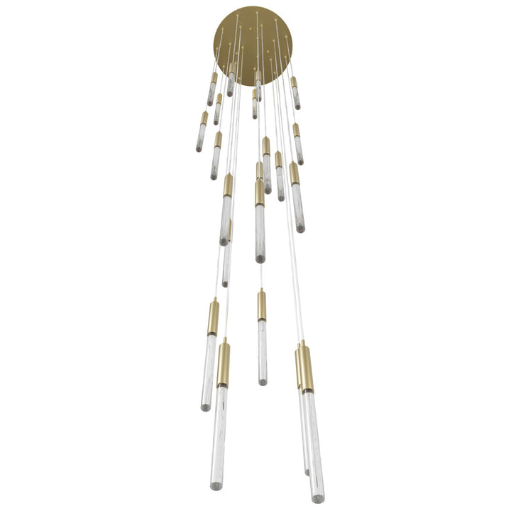 Main Street 21 Light Snow Acyrlic Multi Pendant In Brushed Brass