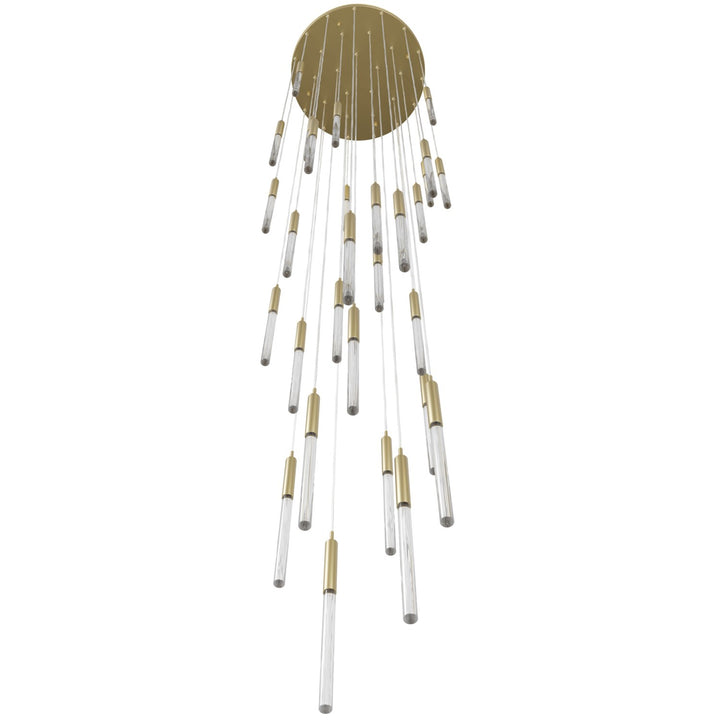 Main Street 31 Light Snow Acyrlic Multi Pendant In Brushed Brass by Avenue Lighting