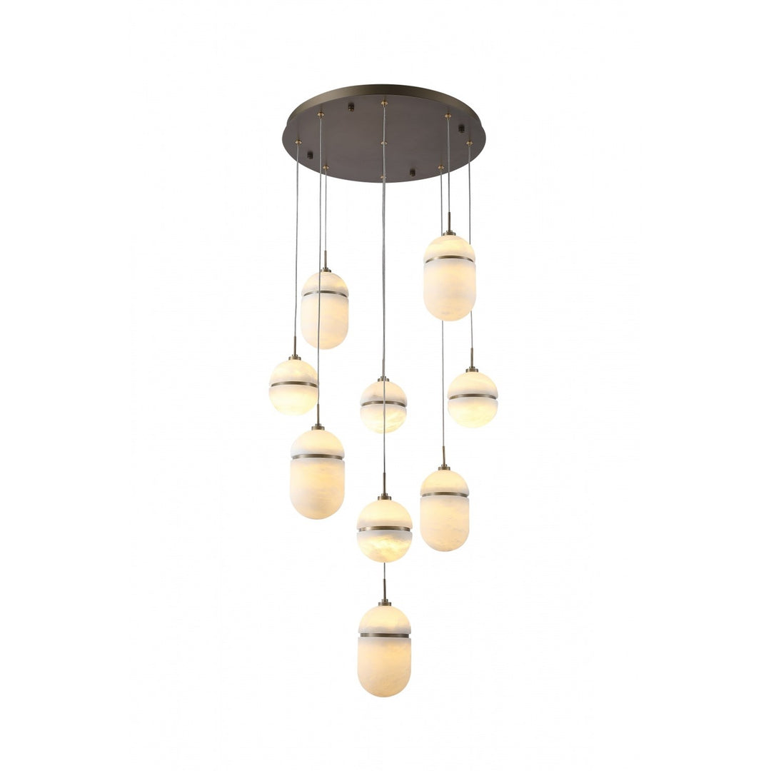 9 Light Pendant In Alabaster by Avenue Lighting