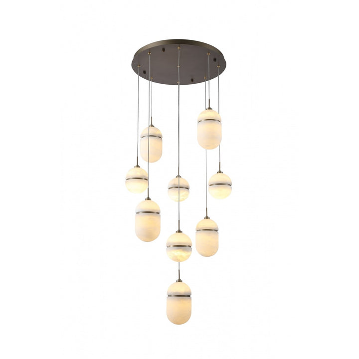 9 Light Pendant In Alabaster
