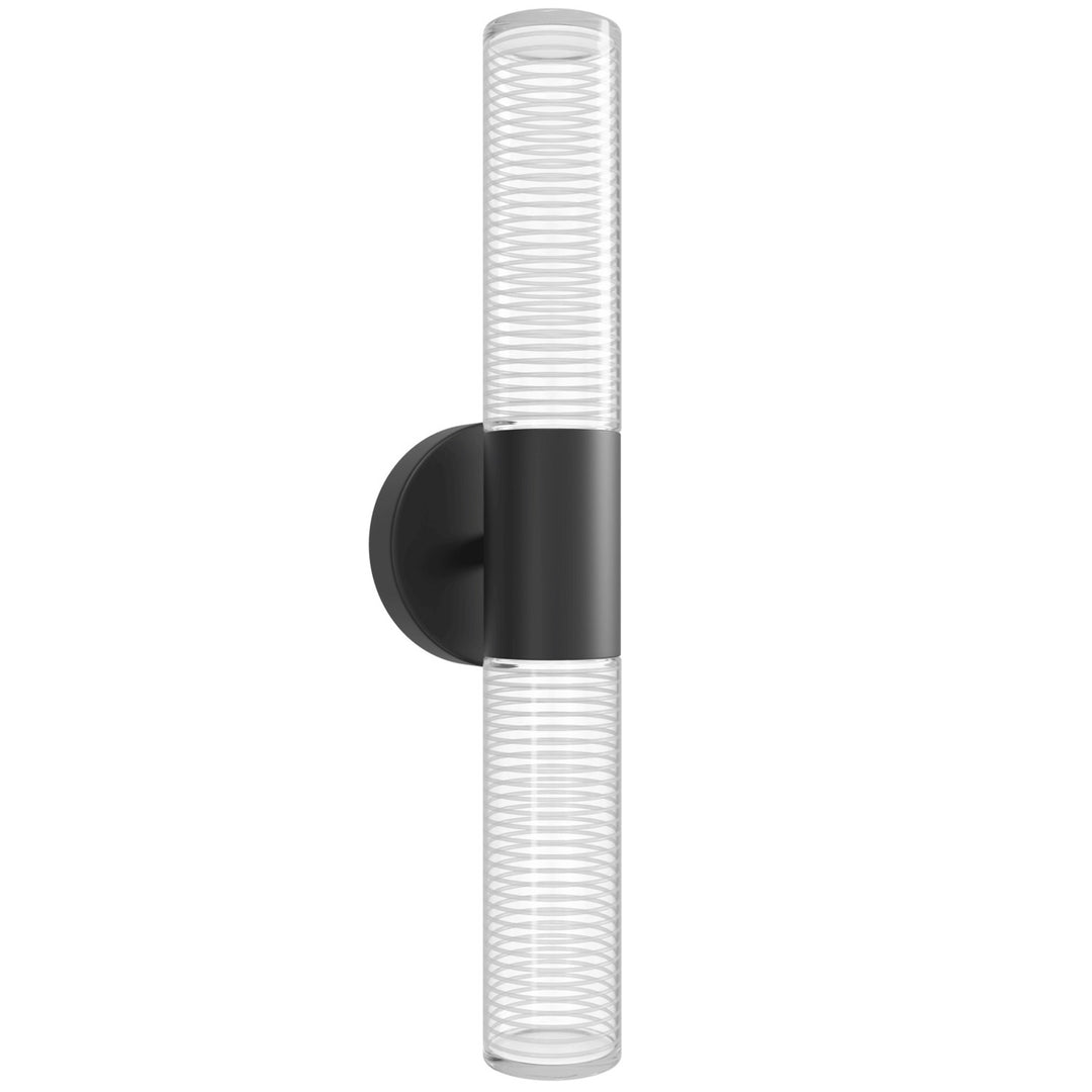 The  19" Led Laser Cut Spiral Glass Wall Sconce In Black