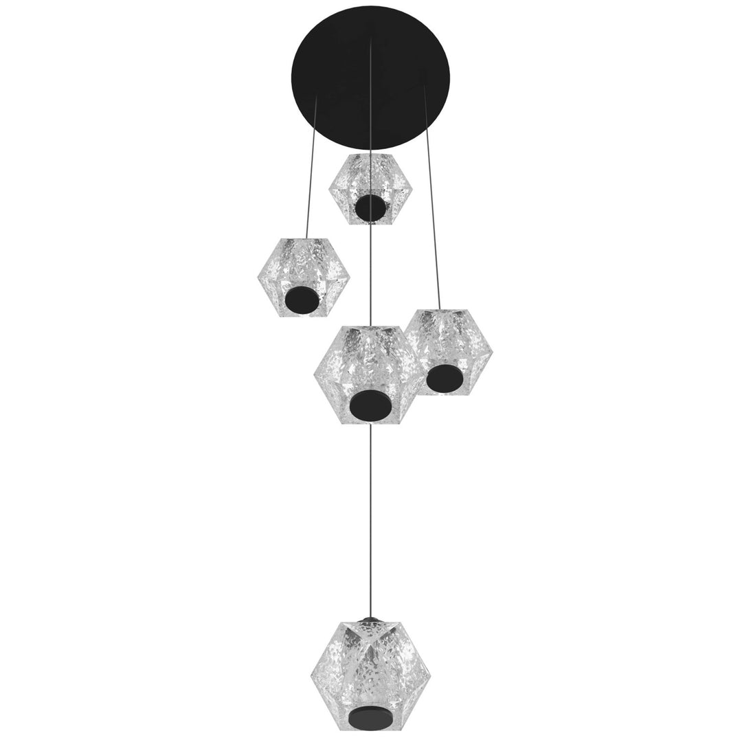 5 Light Multi Pendant In Black With Acrylic Faceted Spheres by Avenue Lighting