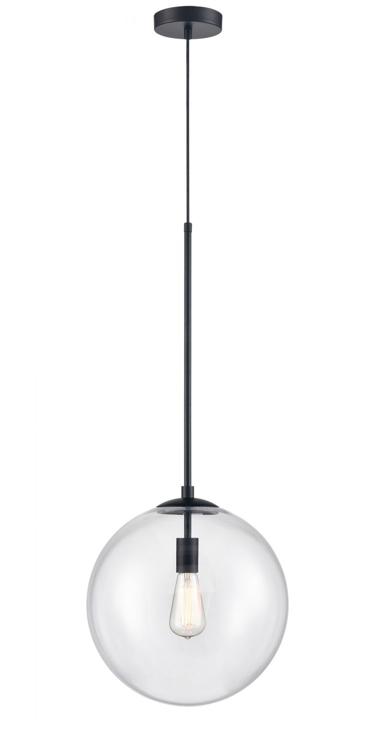 14" Pendant In Black With Clear Glass by Avenue Lighting