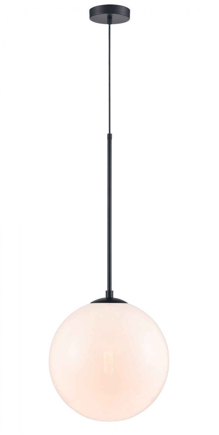 14" Pendant In Black With Clear Glass