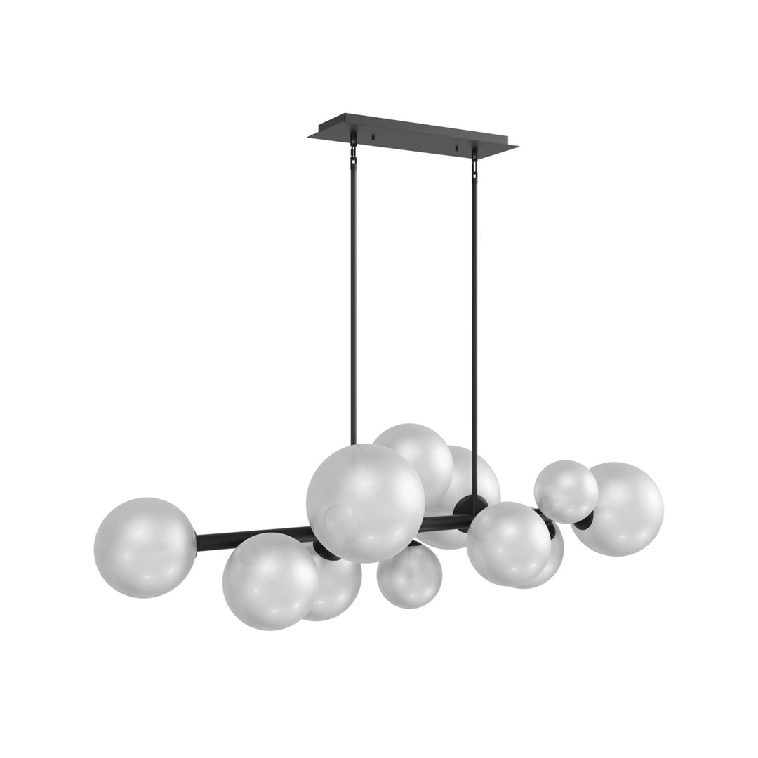 58" Chandelier In Black With Frosted White Glass by Avenue Lighting